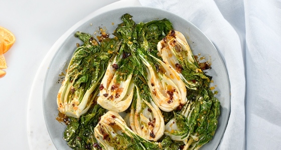 Roasted chili-orange bok choy