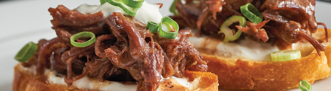 Recipe Pulled Beef and Green Onion Crostini