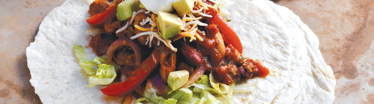 lime mixed bean fajitas