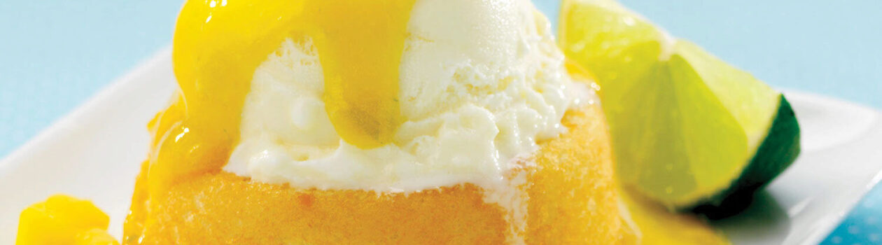 Dessert Shells with Frozen Yogourt Mango Sauce cropped