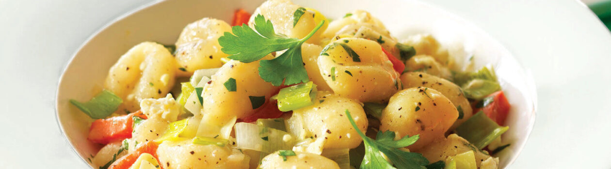 Gnocchi with Leeks Red Pepper Fet croppeda