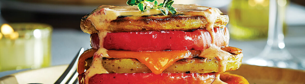 Grilled Potato Apple Onion Stack