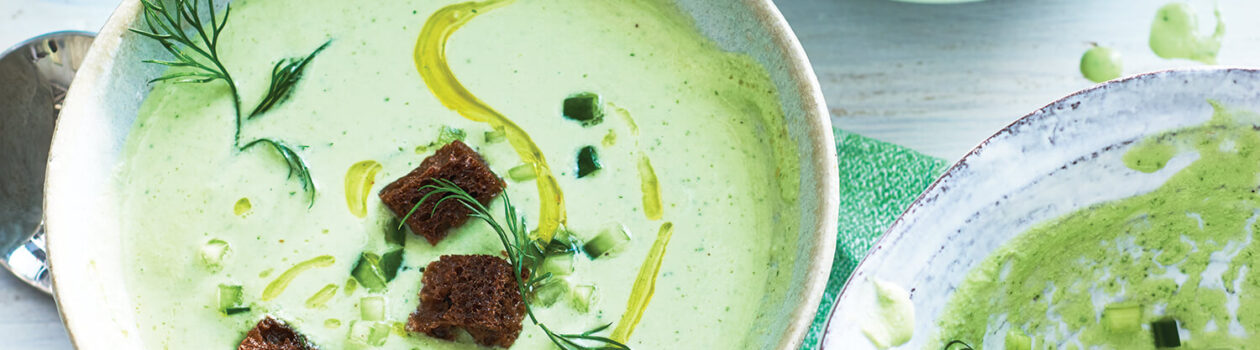 Recipe Chilled Cucumber and Dill Soup with Rye Croutons