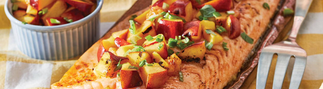 Recipe Grilled Peaches And Planked Salmon B