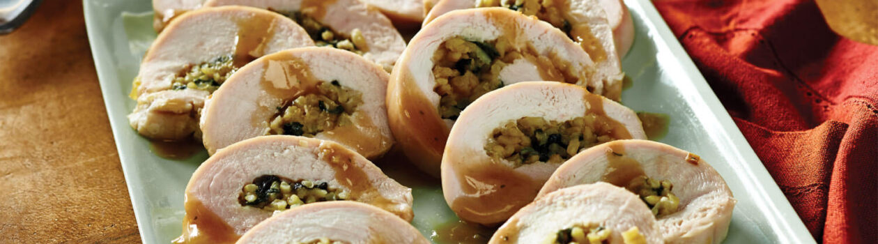 Recipe Swiss Chard and Brown Rice Stuffed Turkey Roll sobeys
