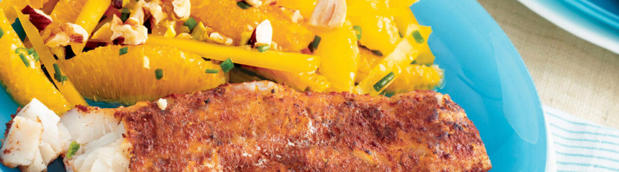 Spiced Cod with Orange Pepper Salad cropped