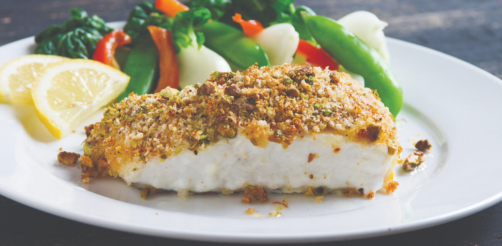 Pistachio crusted halibut
