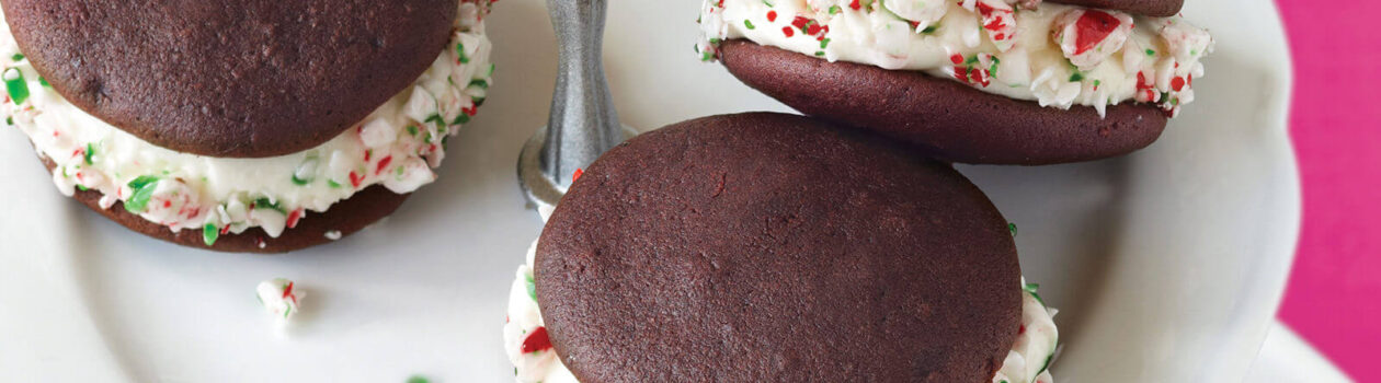 candy cane chocolate whoopie pies