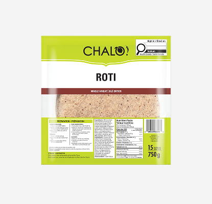A package of Chalo Whole Wheat Roti Wrap