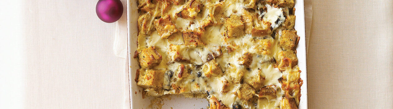 cheesy mushroom strata