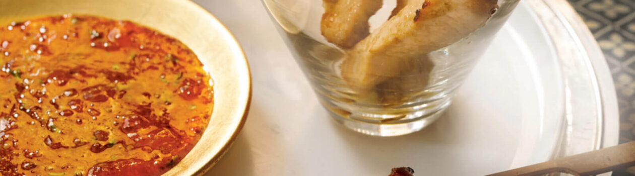 cumin spiced pork skewers apricot mustard dipping sauce
