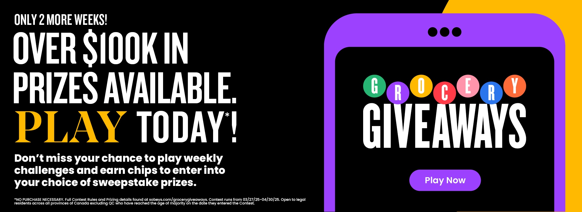 Play Grocery Giveaways for a chance to win exciting prizes, on now!