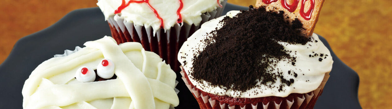 red velvet halloween cupcakes