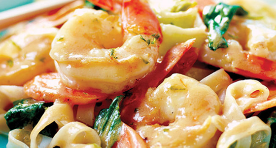 Peanut Shrimp with Bok Choy & Rice Noodles
