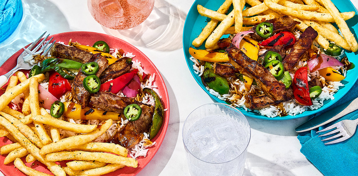 2 bowls of Lomo Saltado
