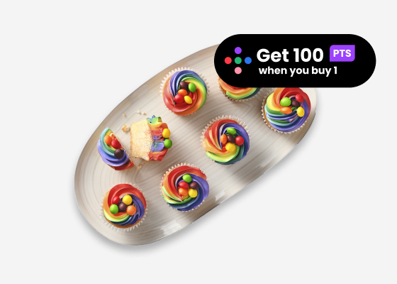Overhead shot of Skittles cupcakes with colourful icing