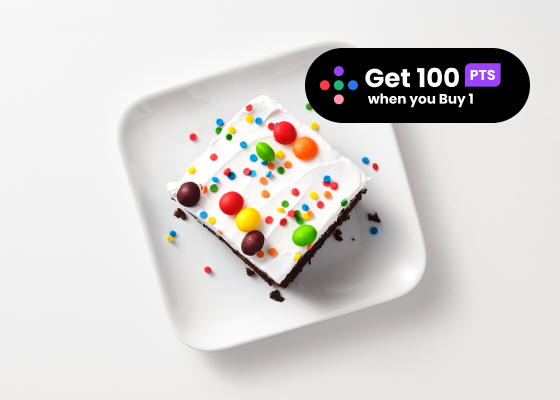 Overhead shot of Skittle Bake Shop brownie