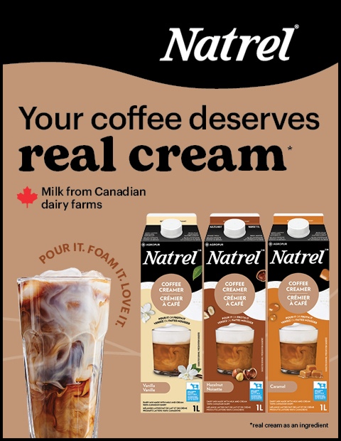 natrel_ad-with-coffee-creamer Natrel ad with coffee creamer and the text "Your coffee deserves real cream. Milk from Canadian dairy farms".