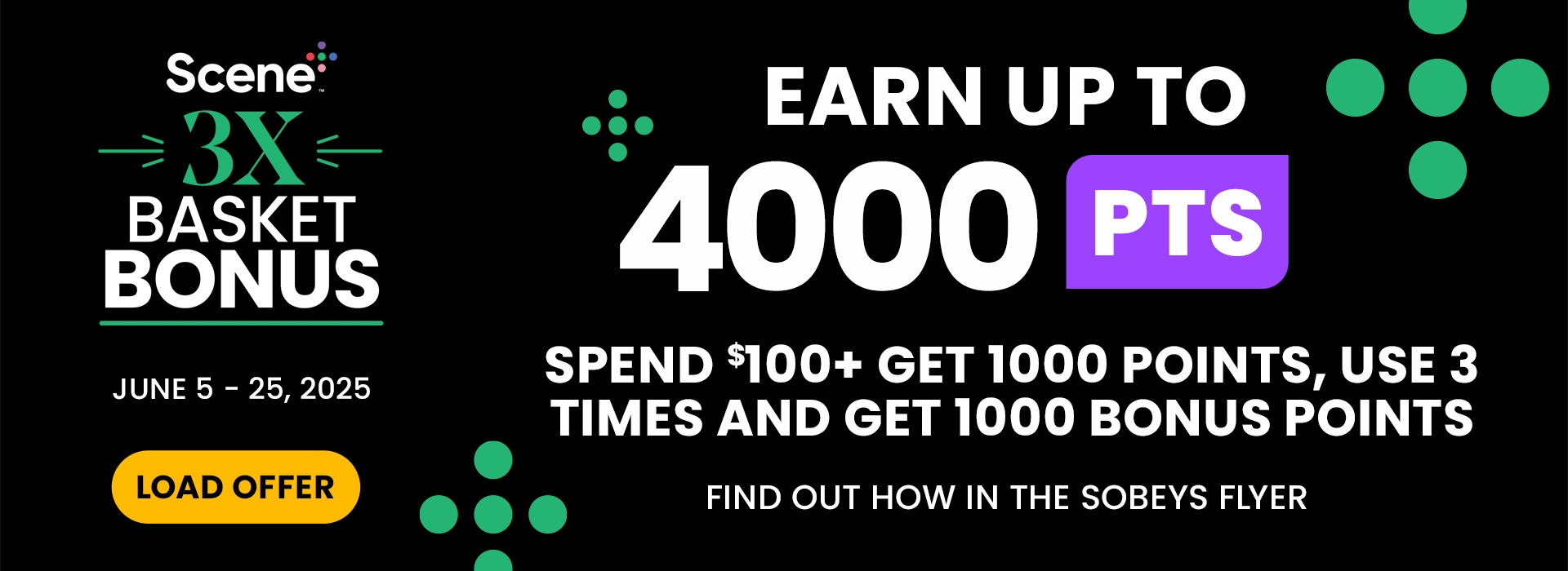 Earn up to 4000 points when you load your offer in the Sobeys app or at mygroceryoffers.ca